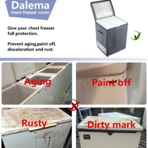 Dalema Outdoor Deep Freezer Cover,Heavy Duty 600D 100% Waterproof Chest Freezer Cover,Freezer Covers for Outside 5.0 Cubic Chest Freezer,Top Can Be Opened by Zipper(28"W x 23"D x 34"H,Grey)