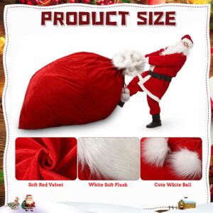 56 x 36 in Jumbo Christmas Red Velvet Santa Bag Giant Santa Gift Sack with Cord Drawstring Christmas Extra Large Santa Claus Bag Sack Christmas Drawstring Bag Gift Wrap Bag for Xmas Present (1)