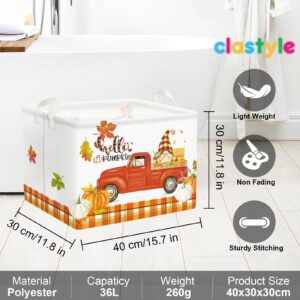 Clastyle Pumpkin Gift Fall Basket Empty Foldable Clothes Toy Bin Thanksgiving Storage Basket Large Gnome Truck Book Shelf Basket Rectangular Orange Bull Plaid Harvest Basket