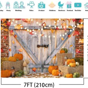 DHXXSC 7X5FT Fall Thanksgiving Autumn Backdrop Autumn Pumpkins to The Countryside Photography Background Harvest Harvest Backdrops Hay Maple Leaves Baby Shower Banner Supplies Photo Booth Prop DH-222