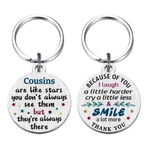 best cousin gifts for women, thank you cousin keychain, appreciation cousin gifts, cousin birthday christmas keychain gifts