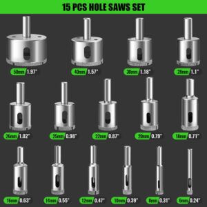 MARSBASE Diamond Hole Saw Kit, 10 PCS Dry/Wet Brazing Tile Core Guide Jig Hollow Drill Bits Sets with Double Suction Cups for Ceramic, Glass, Porcelain, Marble, Granite