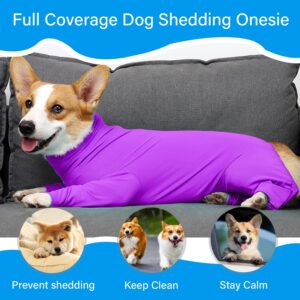 Etdane Recovery Suit for Dogs Surgery Suit Female Spay Male Neuter Dog Onesie for Surgery Female Dog Body Suits After Surgery Surgical Suit Anti Licking Wounds Dog Shedding Suit Purple/Large