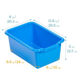 ECR4Kids Scoop Front Storage Bins, Multipurpose Organization, Blue, 10-Piece