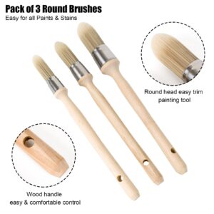 Trim Painting Tool, 3 Packs with 0.6Inch, 0.75Inch, 1Inch Small Paint Brushes for Walls, Touch Up, Edge Painting Tool, Round Paint Brush for House Wall Edges, Trim Paint Brushes