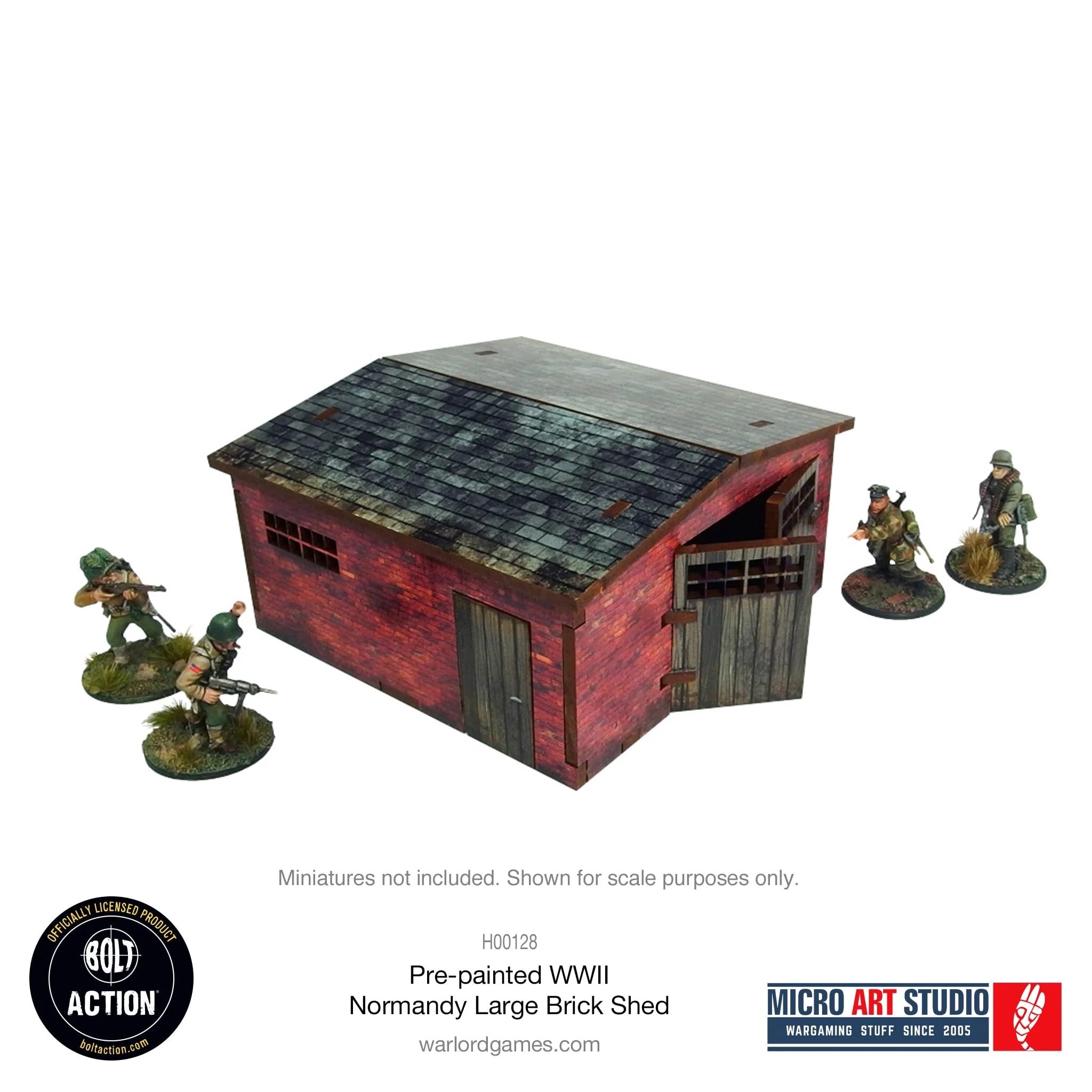 Micro Art Studio: WW2 Normandy Large Brick Shed HDF Prepainted Terrain