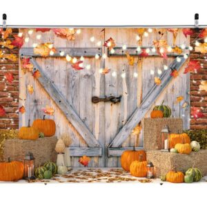 DHXXSC 7X5FT Fall Thanksgiving Autumn Backdrop Autumn Pumpkins to The Countryside Photography Background Harvest Harvest Backdrops Hay Maple Leaves Baby Shower Banner Supplies Photo Booth Prop DH-222