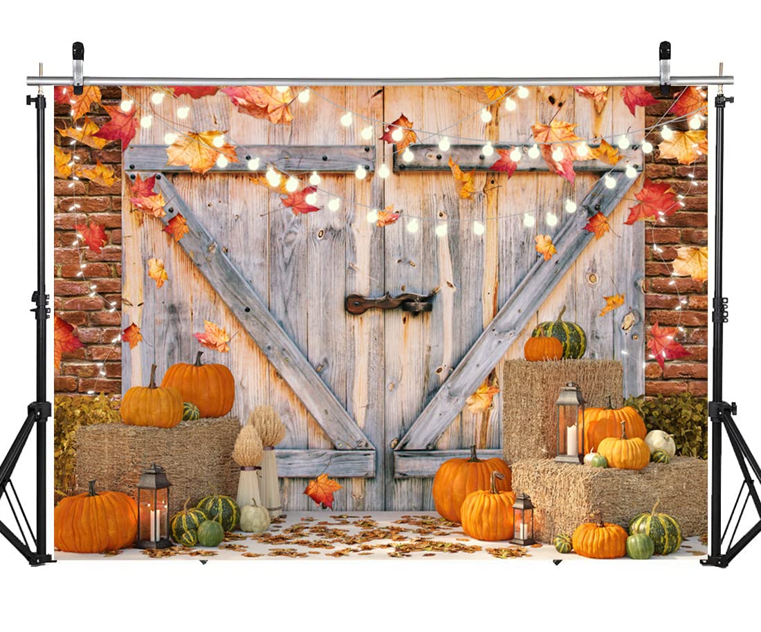 DHXXSC 7X5FT Fall Thanksgiving Autumn Backdrop Autumn Pumpkins to The Countryside Photography Background Harvest Harvest Backdrops Hay Maple Leaves Baby Shower Banner Supplies Photo Booth Prop DH-222