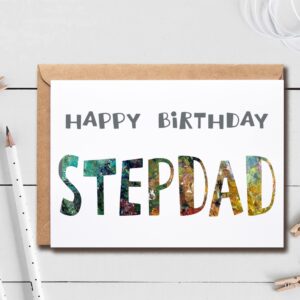 Happy Birthday Stepdad - Stepdad Birthday Card - Stepdad Card - Card For Stepdad Modern - Stepdad Birthday Card - Card For Stepdad