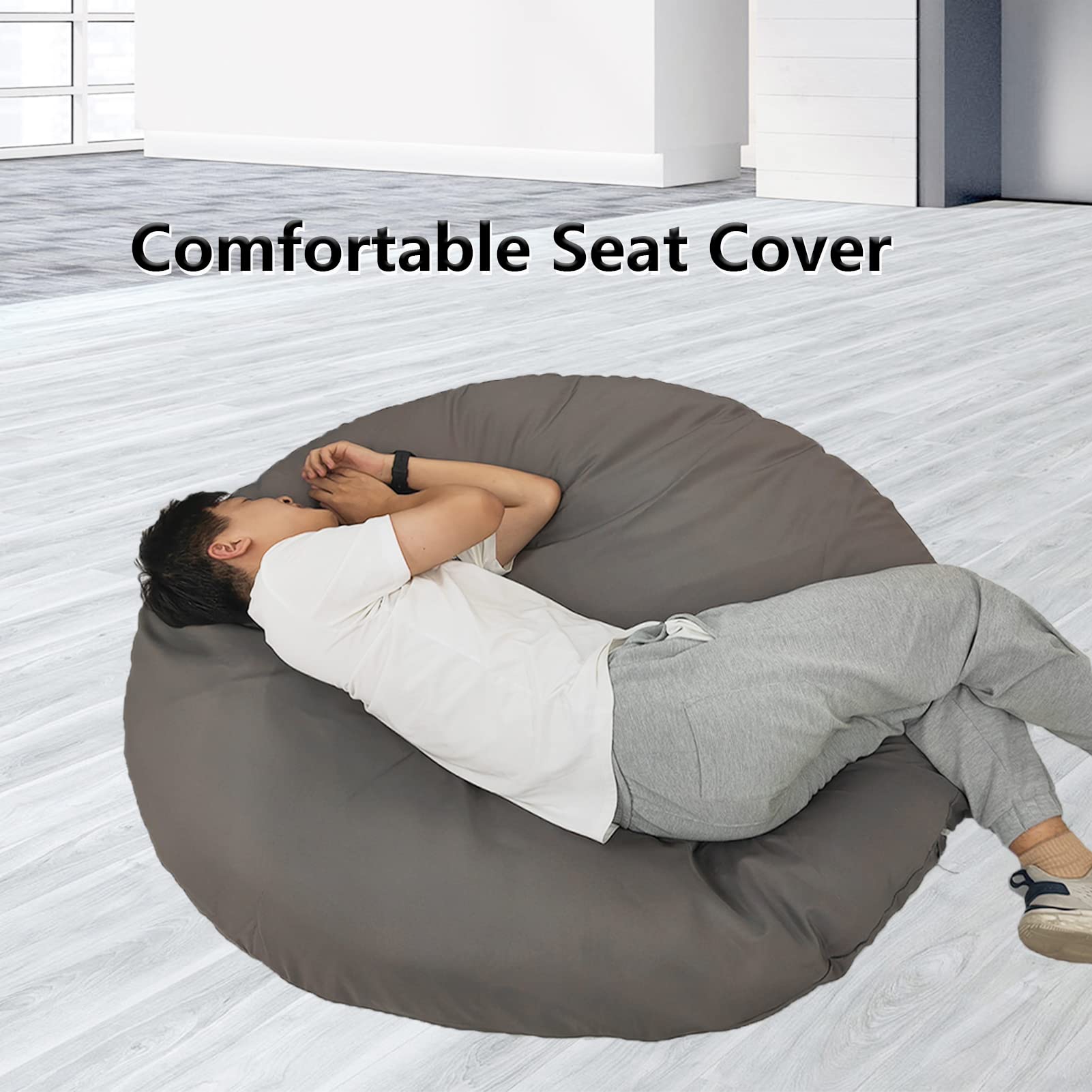 TDHLW Papasan Chair Cushion Covers Only, Outdoor Indoor Cushion Waterproof Slipcover for Papasan Chair Cushion, Removable Zippered Papasan Cushion Cover,Waterproof Dark Gray,Fits a 51-55 Inch