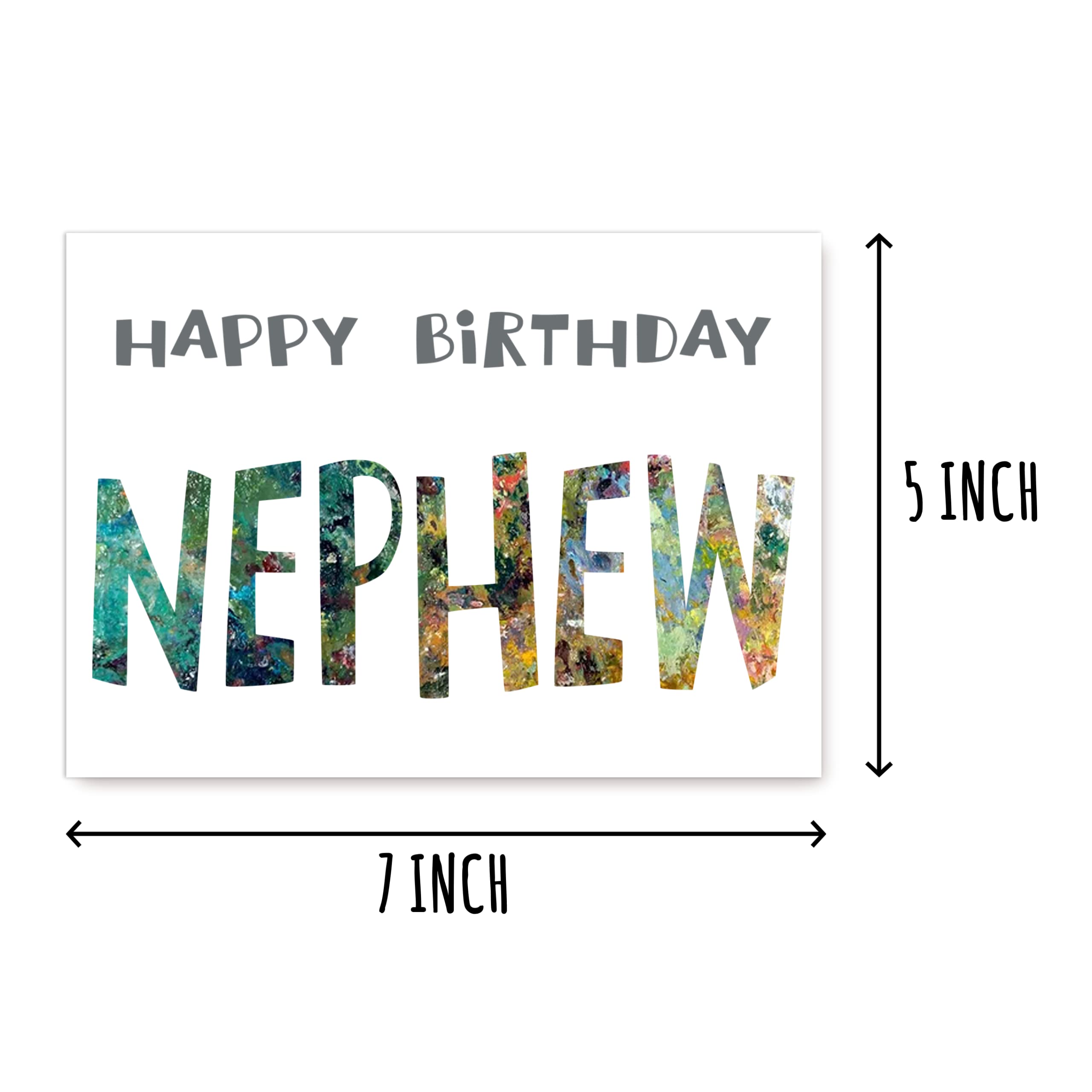 EruditeGifts Happy Birthday Nephew Card, 5 x 7 Inches, Blank Inside, Envelope Included