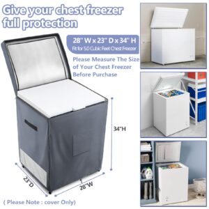 Dalema Outdoor Deep Freezer Cover,Heavy Duty 600D 100% Waterproof Chest Freezer Cover,Freezer Covers for Outside 5.0 Cubic Chest Freezer,Top Can Be Opened by Zipper(28"W x 23"D x 34"H,Grey)