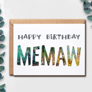 Happy Birthday Memaw - Memaw Birthday Card - Memaw Card - Card For Memaw Modern - Memaw Birthday Card - Card For Memaw