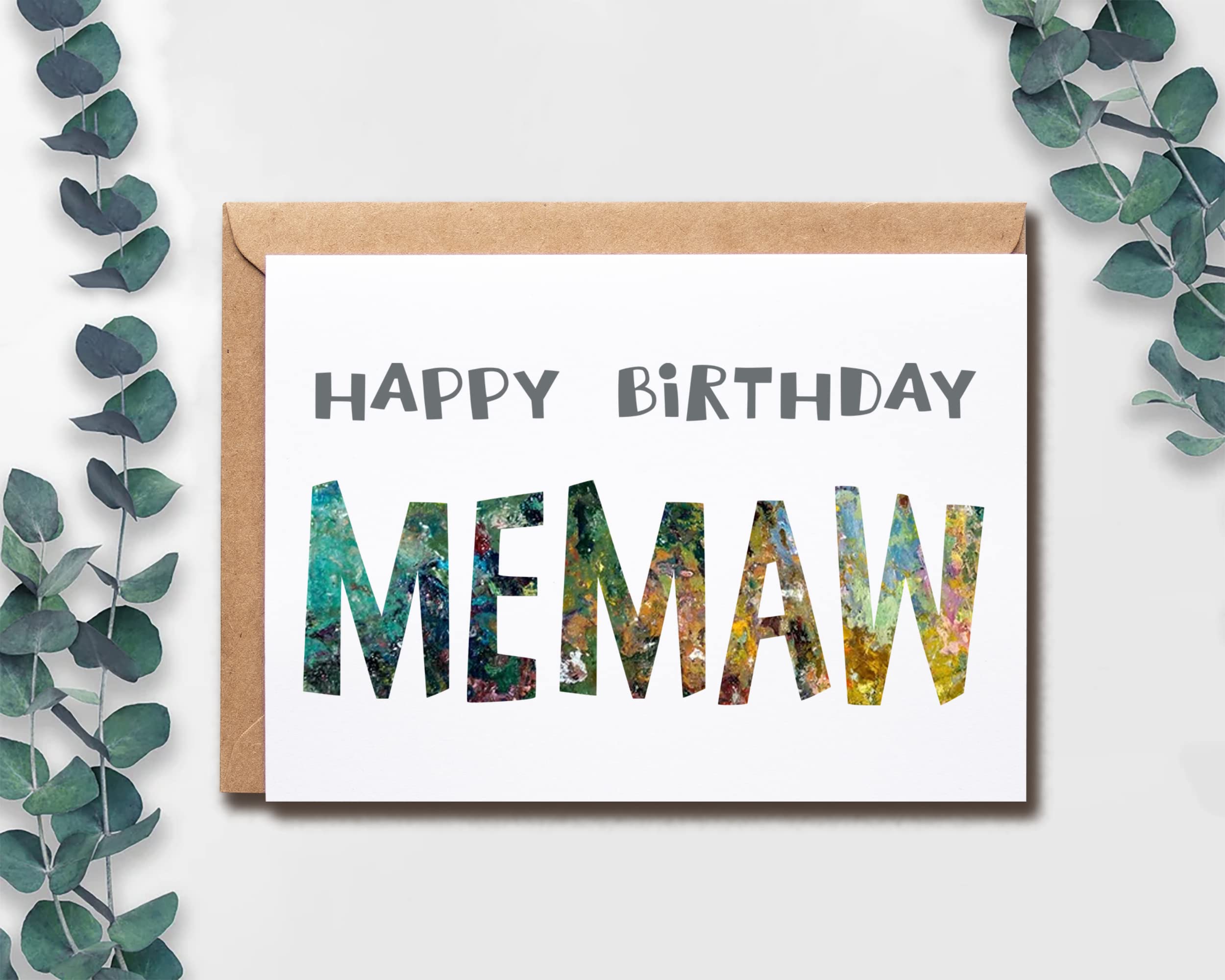 Happy Birthday Memaw - Memaw Birthday Card - Memaw Card - Card For Memaw Modern - Memaw Birthday Card - Card For Memaw