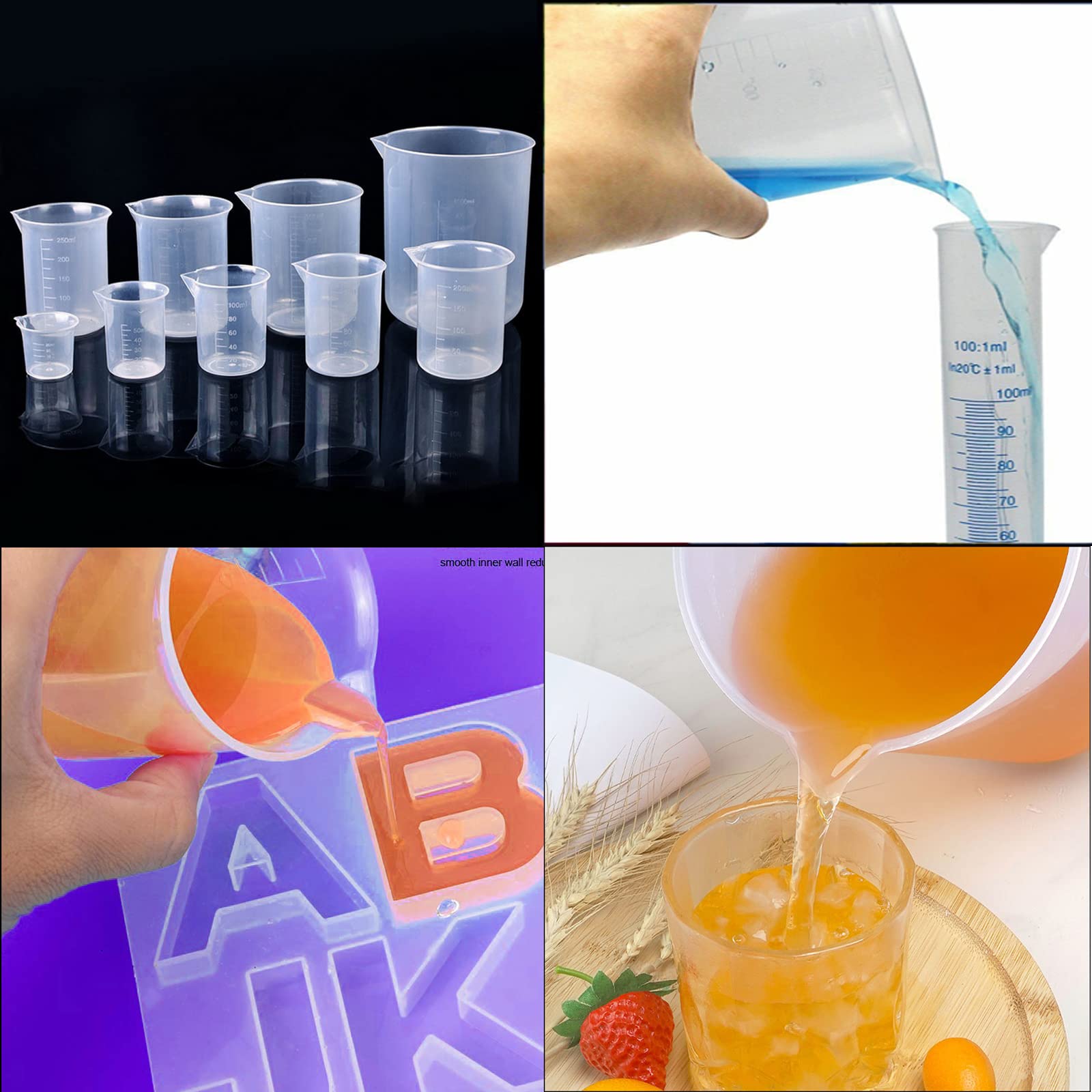 50 PCS 25ml Resin Mixing Cups, Liquid Measuring Cups, Plastic Beaker, Graduation Epoxy Resin Cups for Resin Epoxy Paint Food, Lab Use