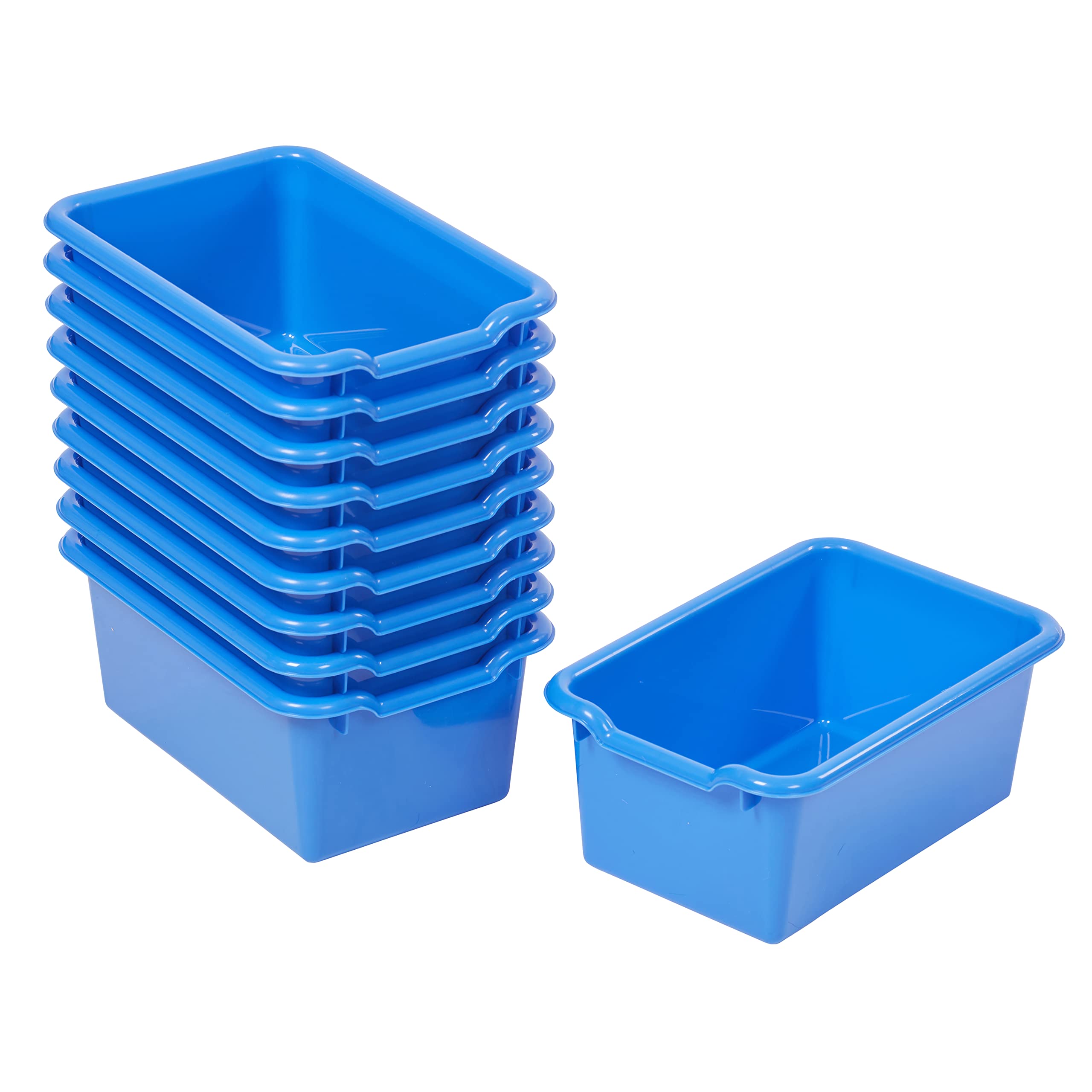 ECR4Kids Scoop Front Storage Bins, Multipurpose Organization, Blue, 10-Piece