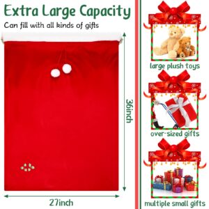 Xuniea 1 Pcs Extra Large Christmas Gift Bags Drawstring Santa Claus Sack Treat Bags Velvet Bags 36 x 27 In Heavy Duty Candies Goodie Bag Wrapping Sack for Xmas Party Favor Present Toys Storage Bag