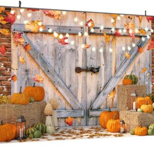 DHXXSC 7X5FT Fall Thanksgiving Autumn Backdrop Autumn Pumpkins to The Countryside Photography Background Harvest Harvest Backdrops Hay Maple Leaves Baby Shower Banner Supplies Photo Booth Prop DH-222