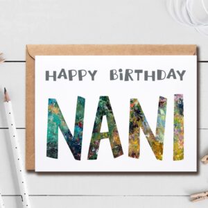 Happy Birthday Nani - Nani Birthday Card - Nani Card - Card For Nani Modern - Nani Birthday Card - Card For Nani