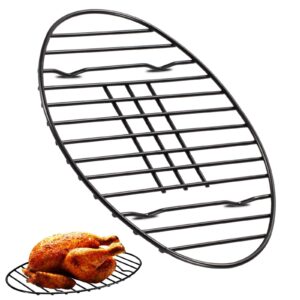 oval roasting rack with integrated feet, non-stick coating, baking rack easy to clean for cooking, roasting, drying, grilling 12×8.5 inches black