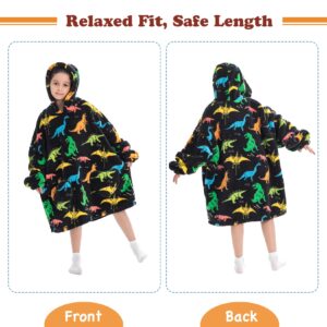 Wearable Blanket Hoodie for Kids Toddler Oversized Sweatshirt Cute Fleece Sherpa Blanket Girls Boys Shark 6-10 Year