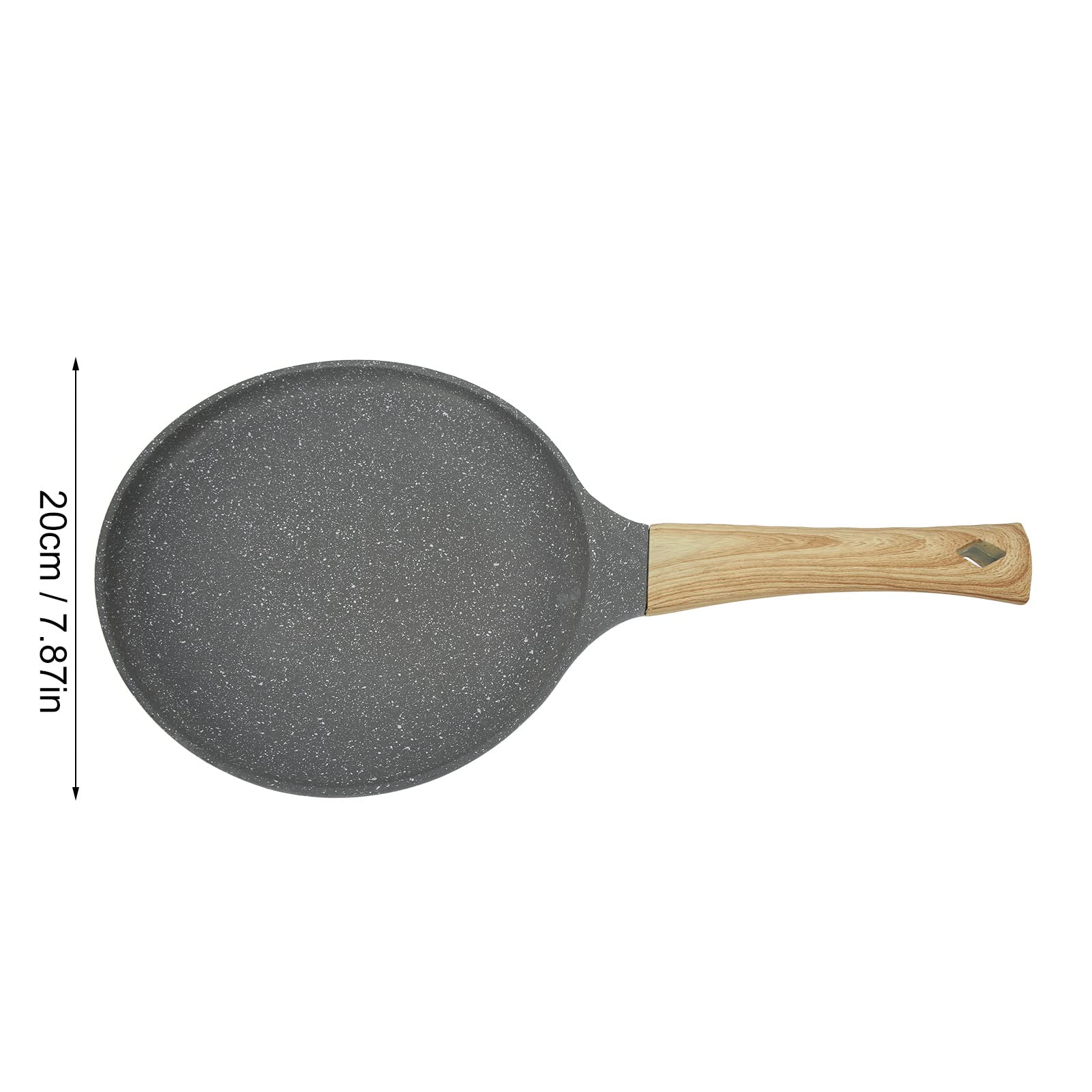 Crepe Pan, Nonstick Dosa Pan Aluminium Alloy Tortilla Pan Pancake Skillet with Wood Handle for Gas Stove Induction Cooker(20cm/7.84in)