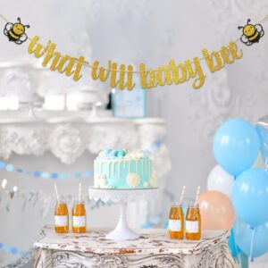 Dalaber What Will Baby Bee Banner, Bumble Bee Theme Baby Shower/Gender Reveal Party Decoration, What Will It Bee He or She Boy or Girl Sign Party Decor Banner Photo Booth Prop