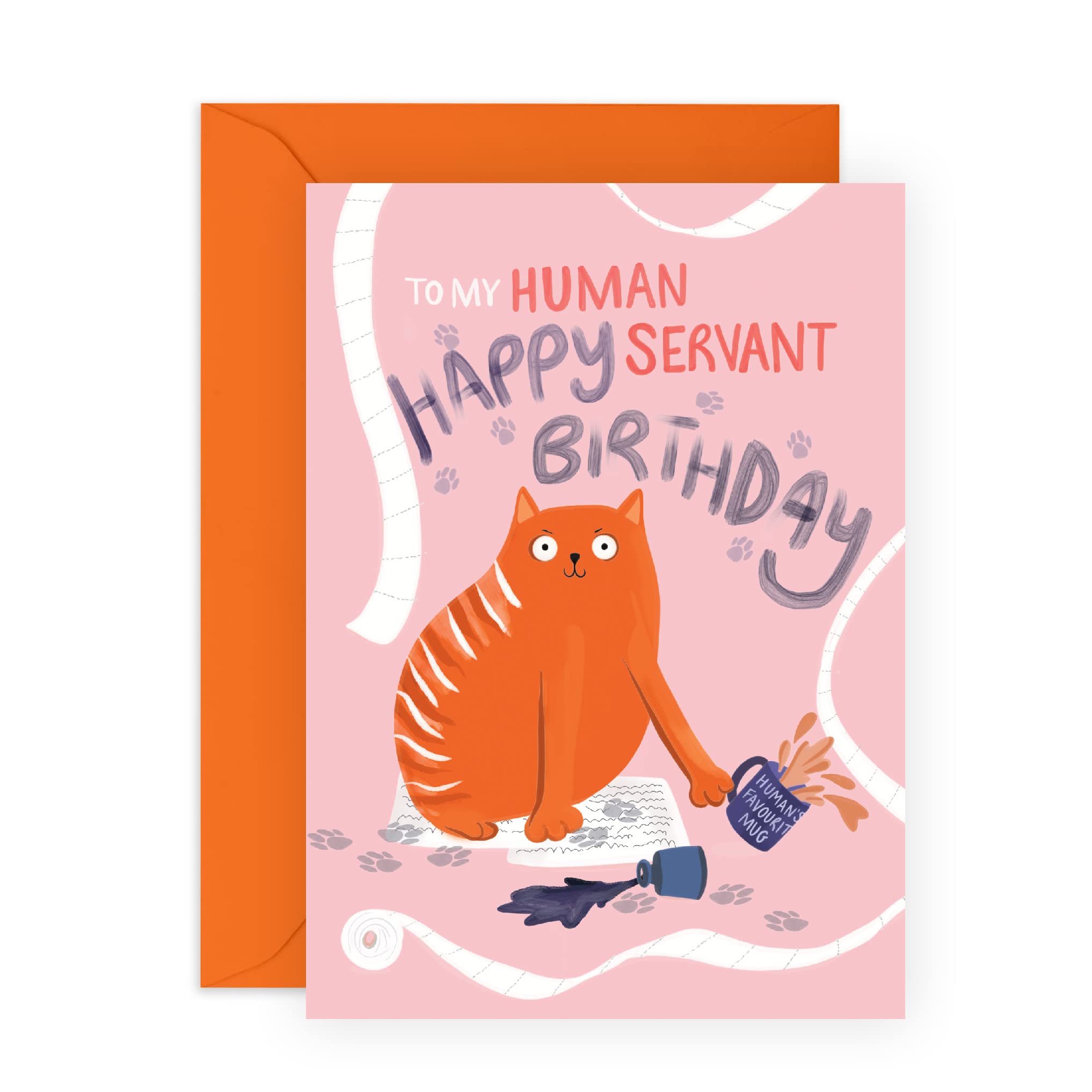 CENTRAL 23 Greeting Card from Pets - 'To my Human Servant' - Hilarious Cat Birthday Card for Pet Owners - Fur Mom or Dad - Funny Birthday Card for Dog, Cat Lover - Comes with Stickers