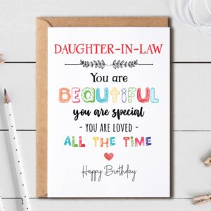 EruditeGifts Daughter-In-Law Birthday Card - You Are Beautiful You Are Special - 5 x 7 Inches