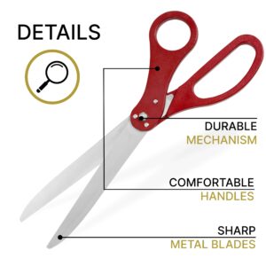 YARRD Grand Opening Ceremony Kit – 25" Giant Red Scissors with Red and Gold Satin Ribbons Grand Opening Ribbon Cutting Ceremony Kit for Special Events Inaugurations and Ceremonies