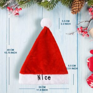 Newcotte 4 Pcs Christmas Naughty and Nice Santa Hats Adult Red and Green Christmas Hat for Women Holiday Xmas Party Supplies