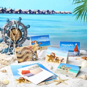 Spiareal 24 Sets Merry Christmas Greeting Cards Christmas Cards with Envelopes and Stickers Tropical Beach Blank Christmas Cards Xmas Thank You Cards for Christmas Holiday Present