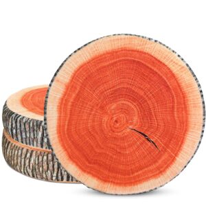 coume 3 pcs wood slice pillow round floor cushion 3d digital throw pillow decorative tree ring soft circle seating for kids chair home couch sofa bedroom decor(classical)