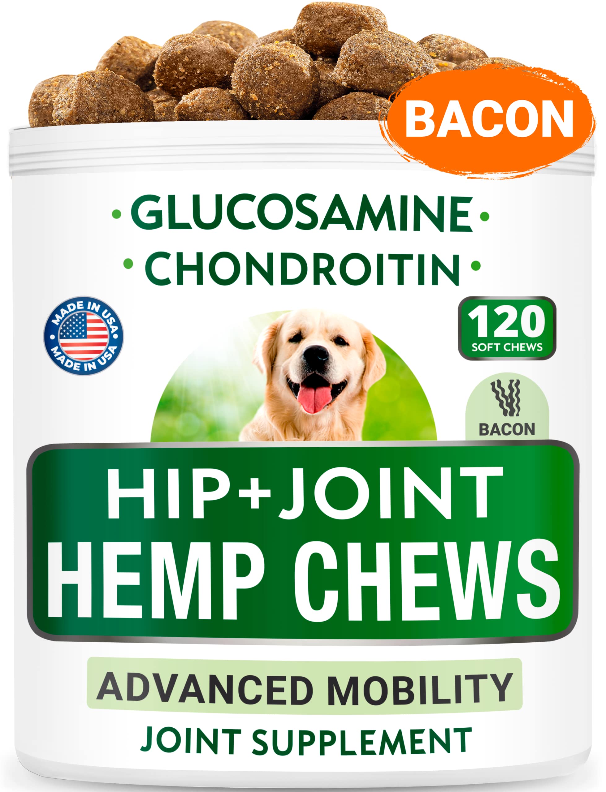 Hemp + Glucosamine + Probiotics Bundle - Joint Pain Relief + Upset Stomach Relief - Hemp Oil, Chondroitin w/MSM, Omega 3 + Digestive Enzymes, Prebiotics - Improve Digestion, Immunity - 120 +180 Chews