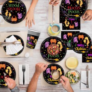 Halloween Hocus Pocus Party Tableware Set Halloween Decorations Paper Plates, Napkins, Cups, Forks for Halloween Witch Theme Party Decorations Hocus Pocus Party Supplies Favors, 24 Guests