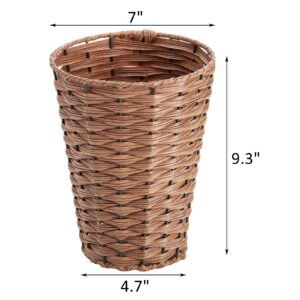 ZOOFOX 2 Pack Bathroom Trash Can, 1.5 Gallon Small Garbage Can with Wicker Style, Plastic Wastebasket for Toilet, Office, Bedroom, Living Room