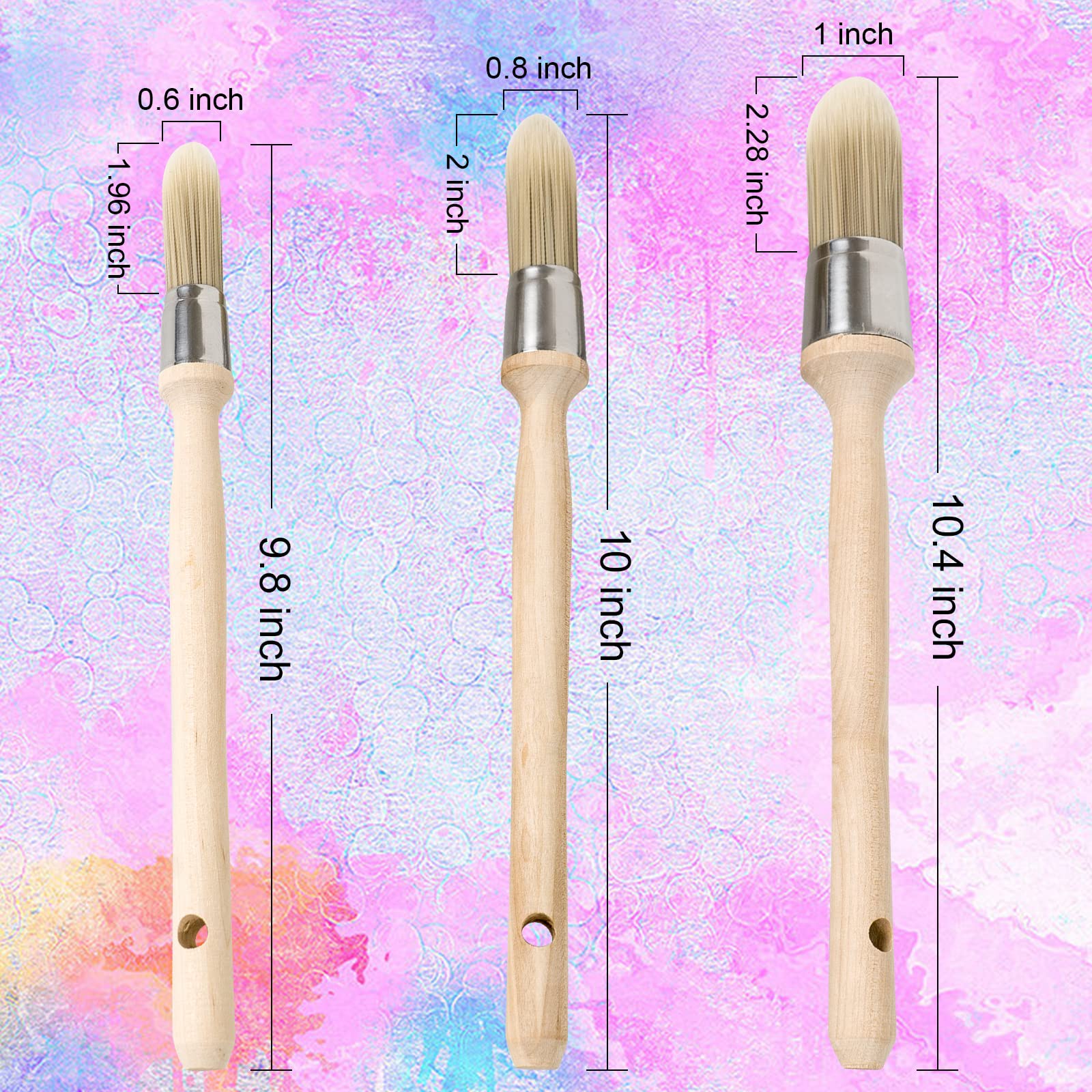 Trim Painting Tool, 3 Packs with 0.6Inch, 0.75Inch, 1Inch Small Paint Brushes for Walls, Touch Up, Edge Painting Tool, Round Paint Brush for House Wall Edges, Trim Paint Brushes