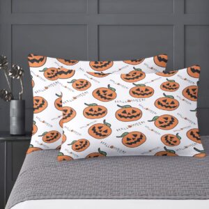 halloween pillow cases standard size set of 2 - spooky pumpkin lantern pillowcase for kids boys - reversible printed decorative bed pillow covers - wrinkle, fade & stain resistant, with hidden zipper