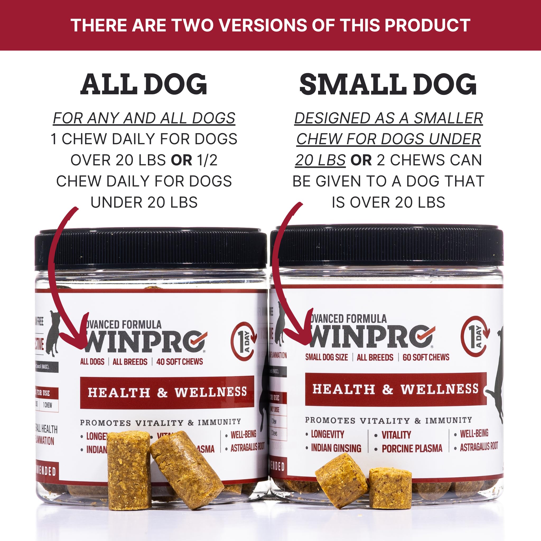 WINPRO Pet Health & Wellness Chews for Dogs, 40 Soft Chews, Plasma Powered, Grain Free Supplement for Dogs Providing Vitality and Immunity Support