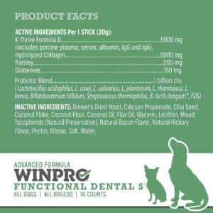 WINPRO Pet Functional Dental Stix for Dogs, 16 Sticks, Plasma Powered Dental Dog Chew Sticks That Promotes Gum and Peridontal Health