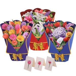 nicerinc 9 pack 3d cards set including flower bouquet greeting cards envelop, 12 inch life sized flower bouquet for women, lover, parent, birthday, thanksgiving