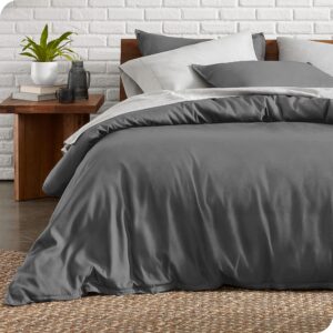 bare home microfiber sheet set with duvet cover set bundle (queen, grey)