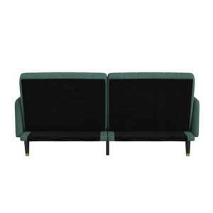 Flash Furniture Sophia Premium Split Back Sofa Futon - Emerald Green Velvet Upholstery - Solid Wood Legs - Convertible Sleeper Couch for Small Spaces