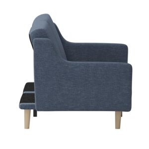 Flash Furniture Delphine Convertible Split Back Sofa Futon - Navy Faux Linen Upholstery - Solid Wood Legs - Curved Armrests - Sleeper Couch for Small Spaces