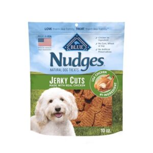 blue buffalo nudges jerky cuts dog treats, made in the usa with natural ingredients, chicken, 10-oz bag