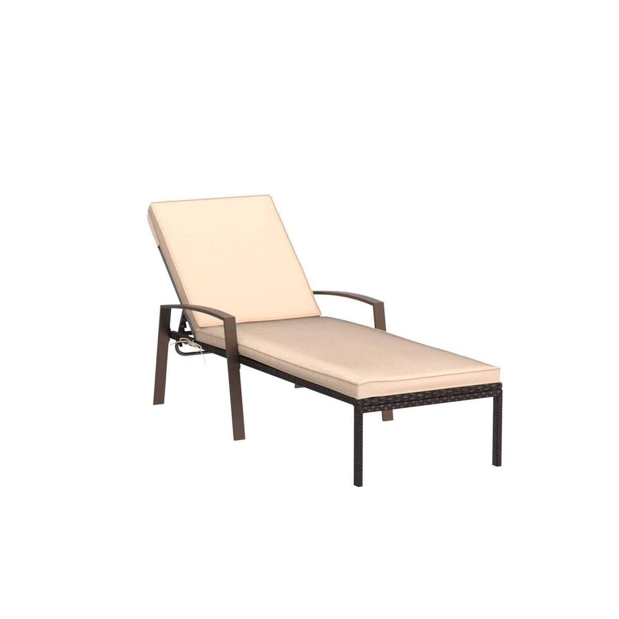 Pamapic 4 Pieces Patio Lounge Chair Set, Patio Chaise Lounges with Thickened Cushion, PE Rattan Steel Frame Pool Lounge Chair Set for Patio Backyard Porch Garden Poolside (Beige)