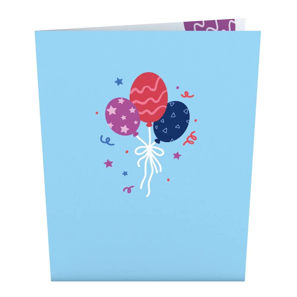 Lovepop Happy Birthday Balloon Box Paperpop® Card – Birthday Card – Handcrafted 3D Pop-Up Greeting Card – Birthday Card, 5 x 6.5”