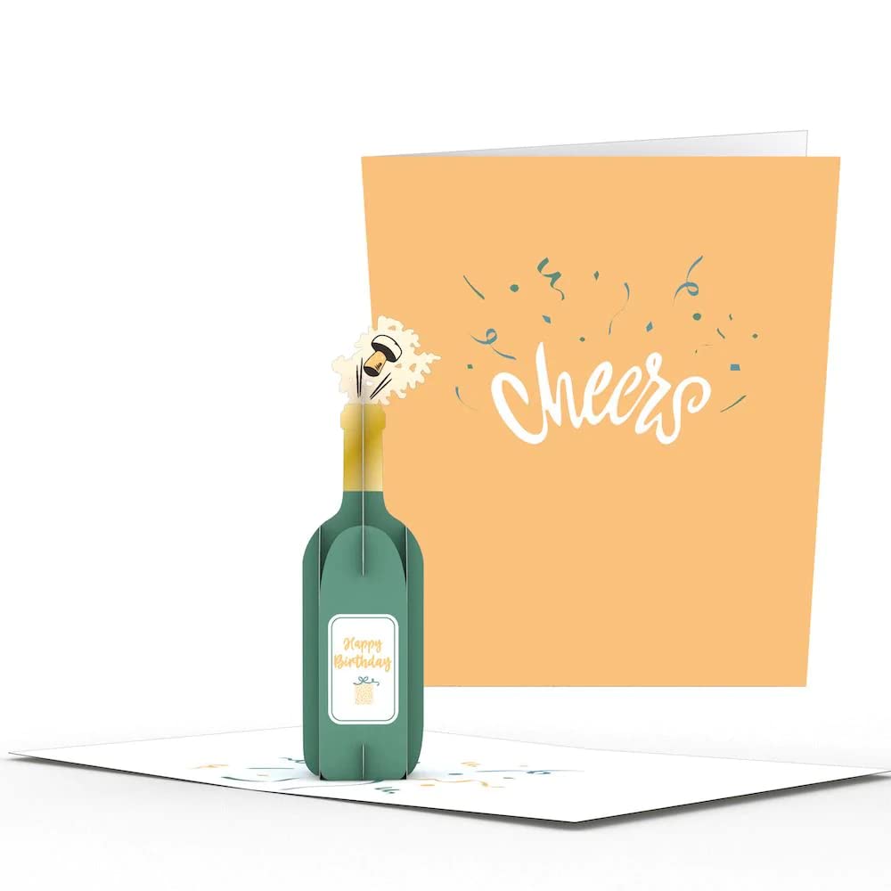 Lovepop Happy Birthday Cheers: Paperpop® Card – Handcrafted 3D Pop-Up Greeting Card – Birthday Card, 4.5 x 5.9”