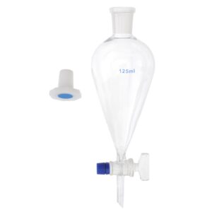 separatory funnel pear funnels, 125ml thickened glass separating funnel, leak-proof screw cap, stopcock style and logo color random, lab glassware