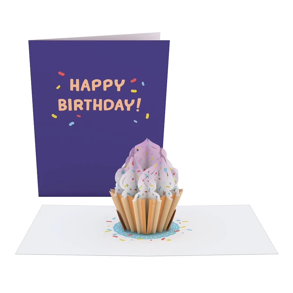 Lovepop Happy Birthday Sprinkles Cupcake: Paperpop® Card – Handcrafted 3D Pop-Up Greeting Card – Birthday Card, 4.5 x 5.9”